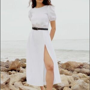 LIKE NEW REFORMATION Anneliese Linen Dress, White, size 0